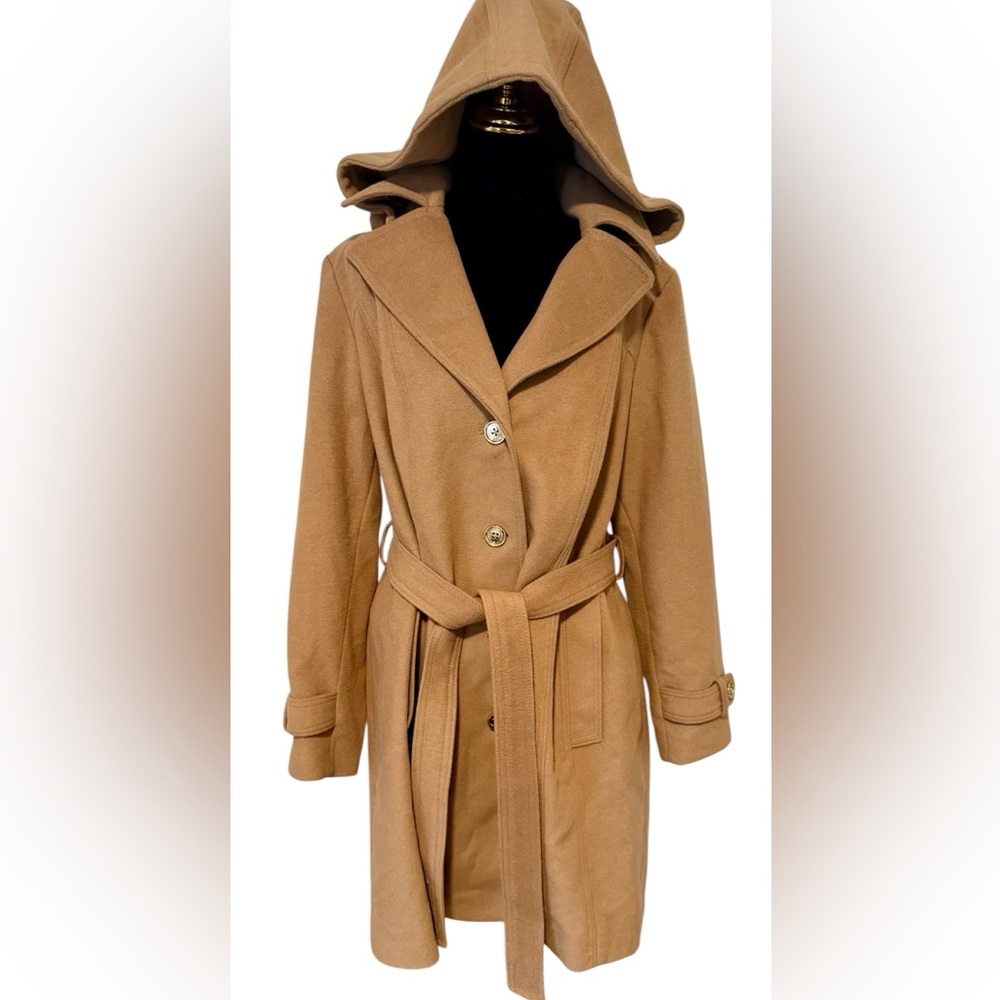 Michael Kors Women’s Wool Trench Coat, Plus Sz 0 Camel Color, Like New Condition